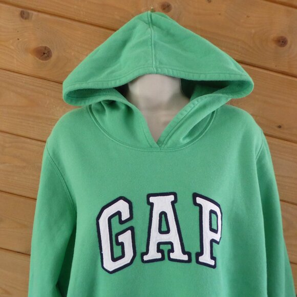 GAP LOGO Hoodie Sweatshirt Light Pastel Green Cotton Blend XL - Picture 2 of 9